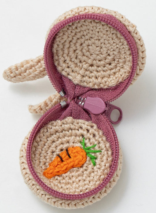 Small Pouch (Crochet) with Embroidery - Rabbit