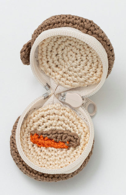 Crochet Small Pouch with Embroidery - Bear